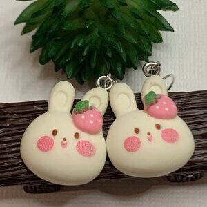 Bunny Earring, Strawberry Earring, Easter Bunny, Gift Idea, Rabbit Earring